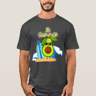 Funny Avocado Surfing its Summer T Shirt