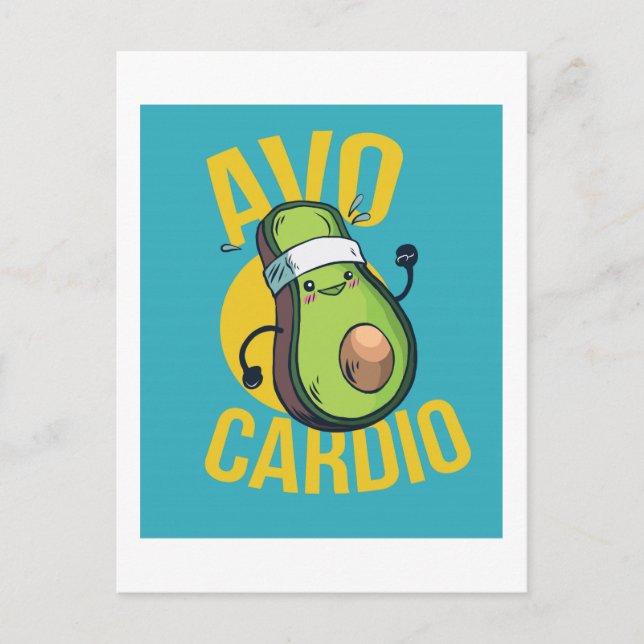 Funny AVOCARDIO Avocado övar hjärtgrafik Vykort (Framsida)