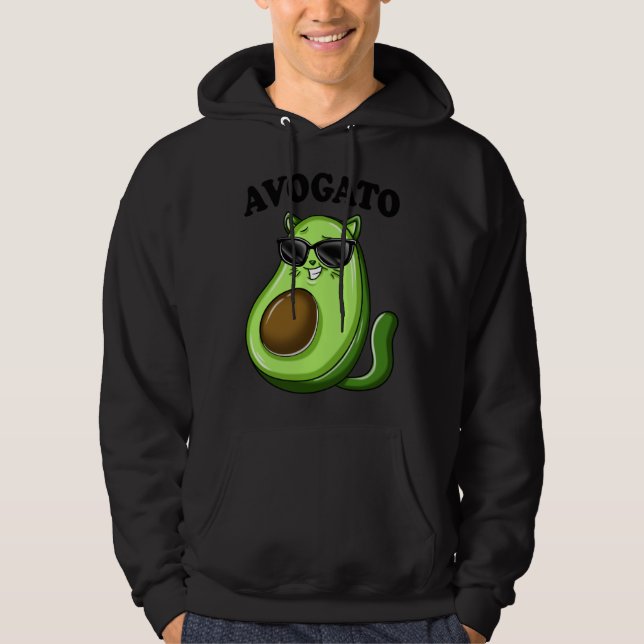 Funny Avogato Cool Glasses Teens Avocado Cat Women Hoodie (Framsida)