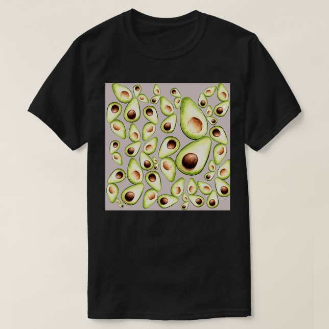 Funny avokado med grått-bakgrund t shirt (Design framsida)
