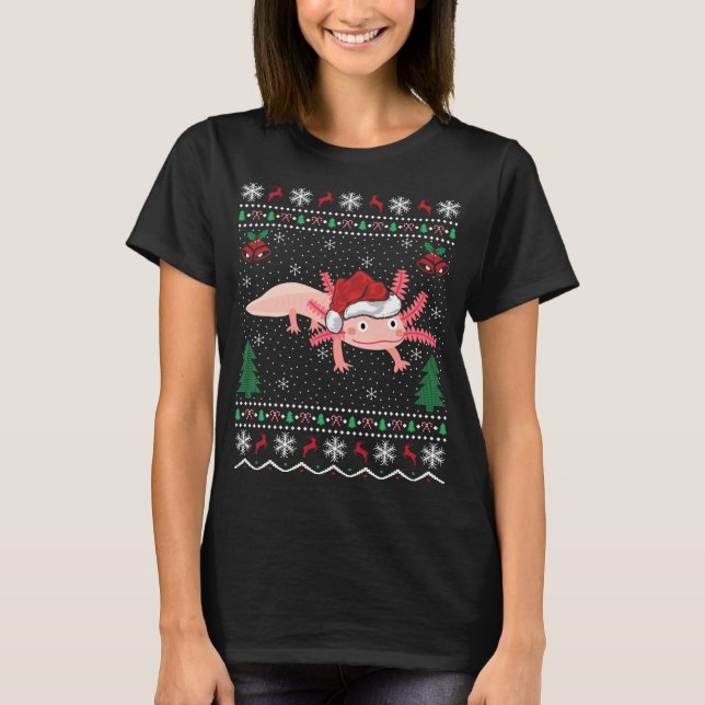 Funny Axolotl Älskare Julafton Gift Ugly Axolotl C T Shirt (Framsida)