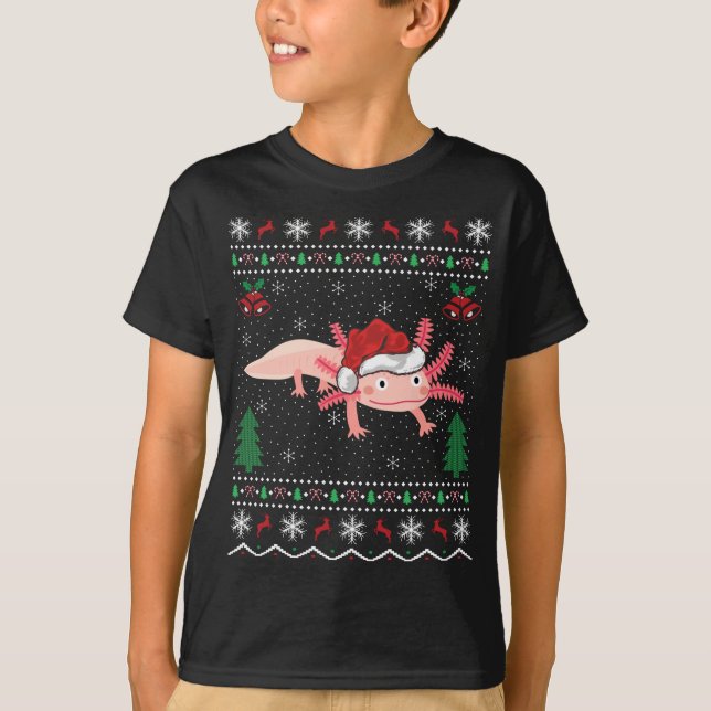 Funny Axolotl Älskare Julafton Gift Ugly Axolotl C T Shirt (Framsida)