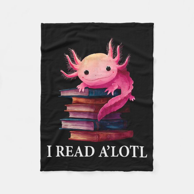 Funny Axolotl Book Lover Librarian Reading Library Fleecefilt (Framsidan)