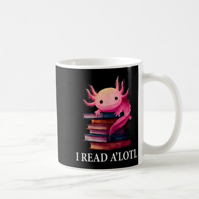 Funny Axolotl Book Lover Librarian Reading Library Kaffemugg (Höger)