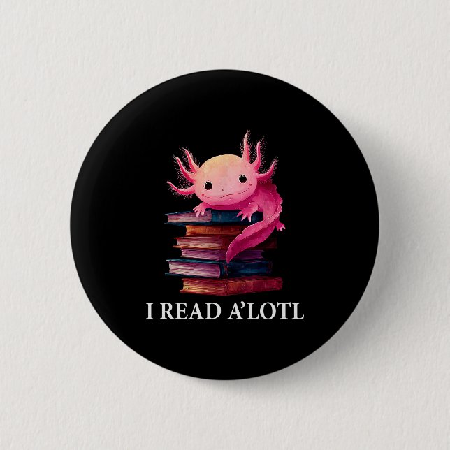 Funny Axolotl Book Lover Librarian Reading Library Knapp (Framsida)