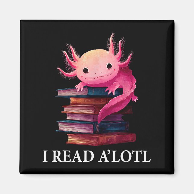 Funny Axolotl Book Lover Librarian Reading Library Magnet (Framsidan)