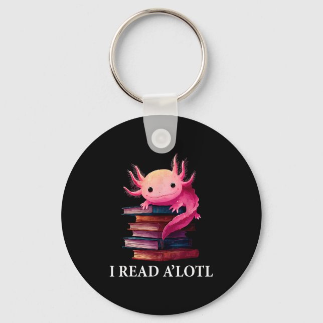 Funny Axolotl Book Lover Librarian Reading Library Nyckelring (Framsida)