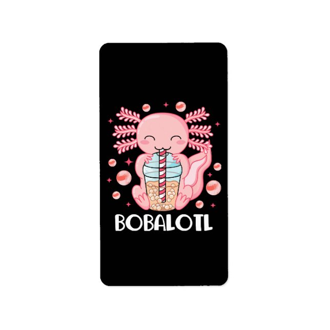 Funny Axolotl Bubble Tea Adressetikett (Framsidan)