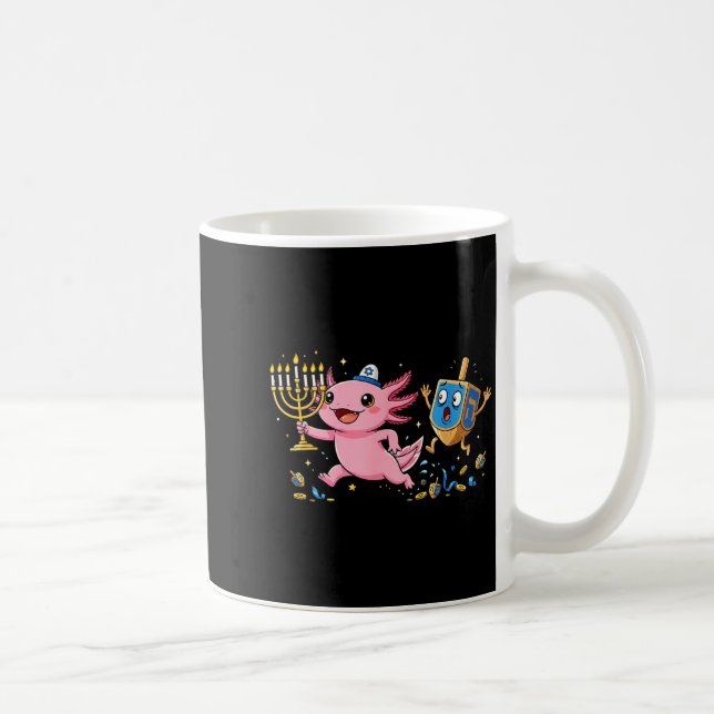 Funny Axolotl Dreidel Menorah Hanukkah Kids Womens Kaffemugg (Höger)