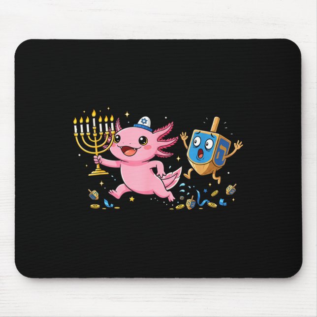 Funny Axolotl Dreidel Menorah Hanukkah Kids Womens Musmatta (Framsidan)