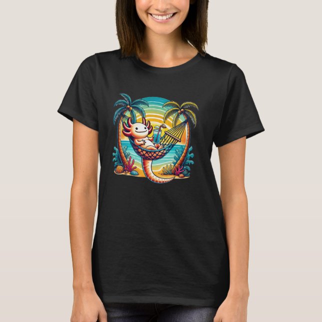 Funny Axolotl Hammock Beach T Shirt (Framsida)