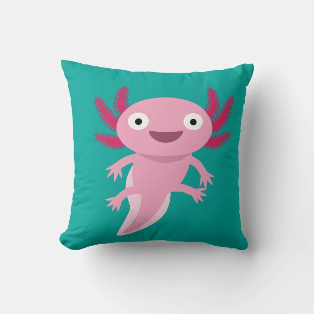 Funny Axolotl Illustration Kudde (Framsida)