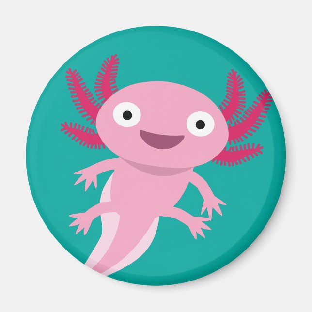 Funny Axolotl Illustration Magnet (Framsidan)