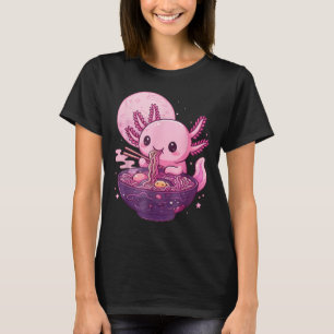 Funny Axolotl Noodle Anime Kawaii Axolotl Eating R T Shirt