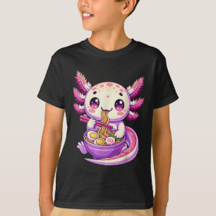 Funny Axolotl Noodle Anime Kawaii Axolotl Eating R T Shirt