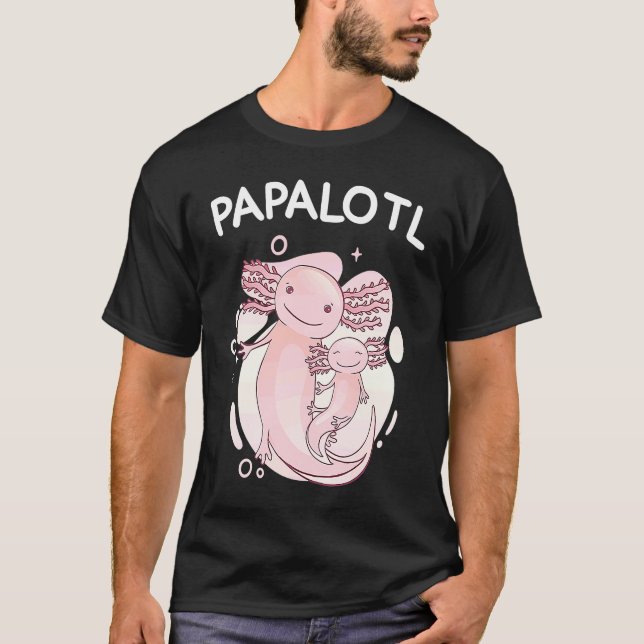 funny axolotl pregnancy announcement papalotl papa t shirt (Framsida)
