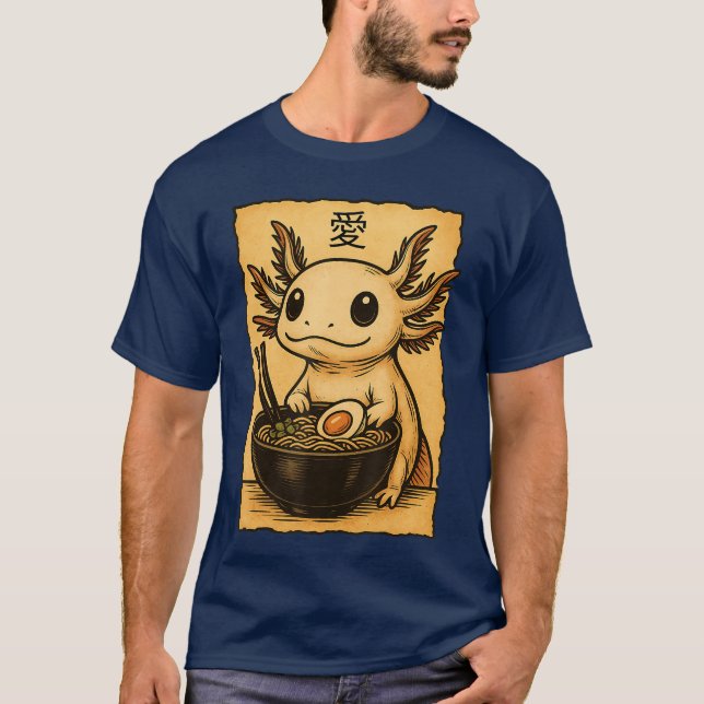 Funny Axolotl Ramen Tee Japanese Kawaii Anime Axol (Framsida)