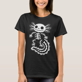 Funny Axolotl Skeleton Halloween Spooky Skull T Shirt