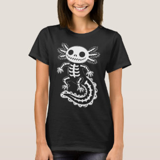 Funny Axolotl Skeleton Halloween Spooky Skull T Shirt