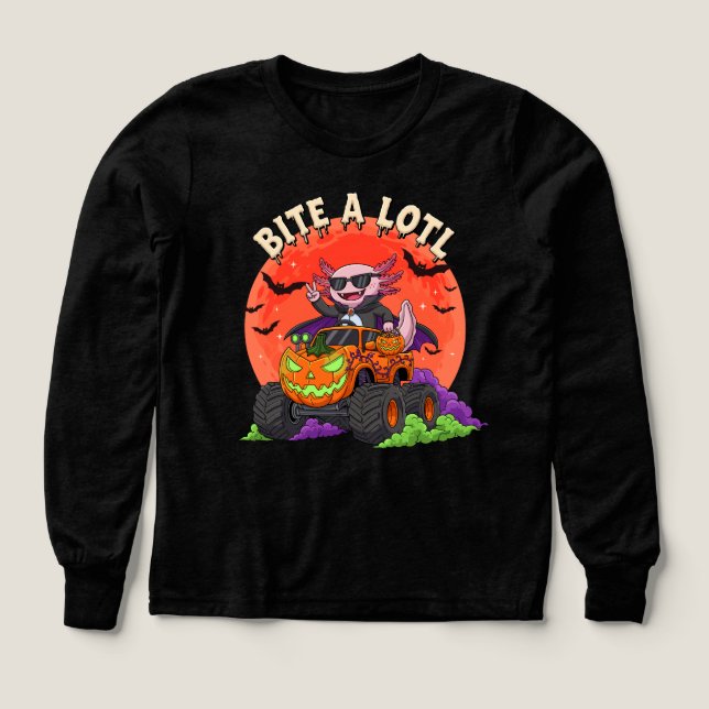 Funny Axolotl Vampire Halloween Monster Lastbil T Shirt (Design framsida)