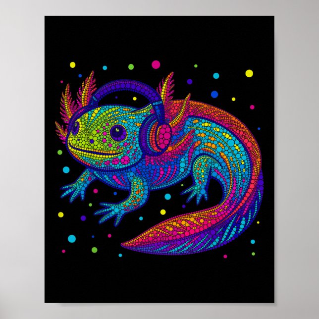 Funny Axolotl Video Gamer Polka Dot Art Student Do Poster (Framsidan)