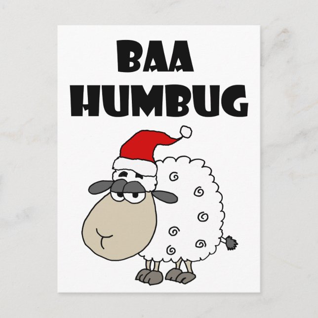 Funny Baa Humbug-Tecknad Helg Vykort (Framsida)