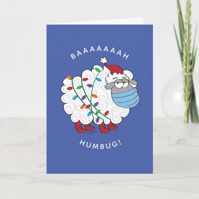 Funny BaahHumbug-får med Ansikte-mask och Ljus C Kort (Framsida)