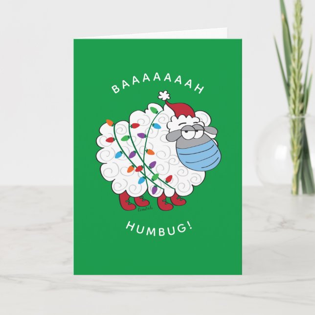 Funny BaahHumbug-får med Ansikte-mask och Ljus C Kort (Framsida)