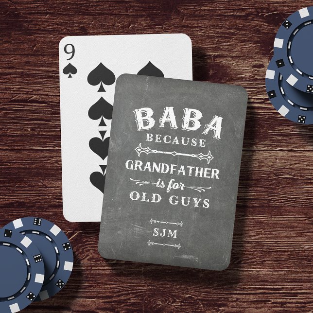Funny Baba Grandfather Monogram Casinokort (Skapare uppladdad)