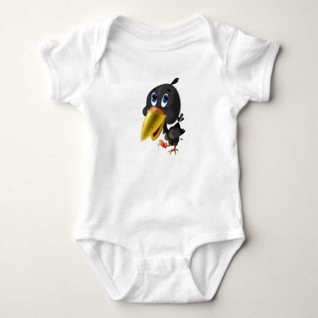 Funny Baby Bodydräkt Bird with Heart Gift Tee (Framsida)
