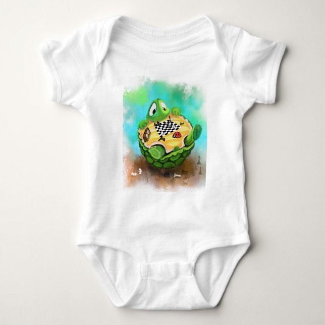 Funny Baby Bodydräkt Turtle Ladybug Spelschess T Shirt (Framsida)