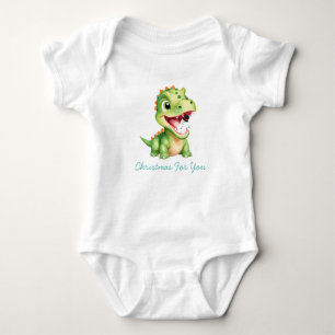 Funny baby Dinosaur äter snögubbe jul party T Shirt