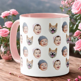 Funny Baby Face Mug, Upload 3 Photos Mugg