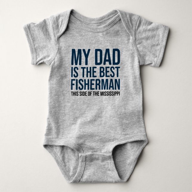 Funny Baby Fishing Jersey Bodydräkt Shirt by Pappa T Shirt (Framsida)