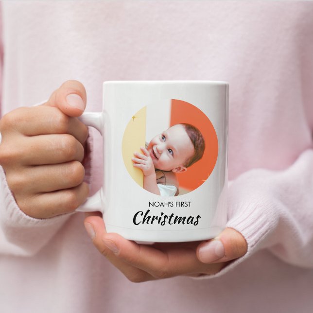 Funny Baby Första julen Personlig Baby Photo Kaffemugg (Skapare uppladdad)