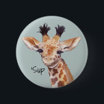 Funny Baby Giraffe Personlig Knapp<br><div class="desc">Söt baby giraffe-personlig. Originalteckningar av Komila Y.</div>