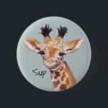 Funny Baby Giraffe Personlig Knapp<br><div class="desc">Söt baby giraffe-personlig. Originalteckningar av Komila Y.</div>