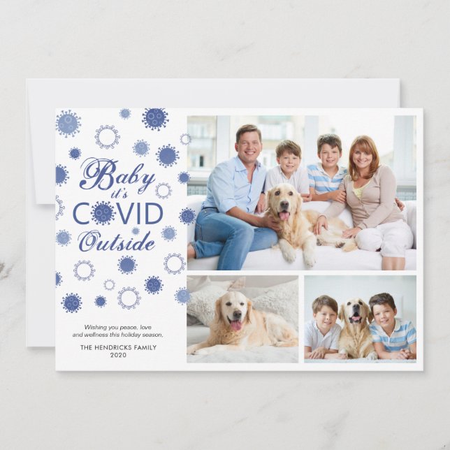 Funny BABY IT'S COVID OUTSIDE 3-foton Julkort (Framsida)