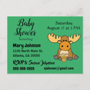 Funny Baby Moose Baby Shower Inbjudan Vykort