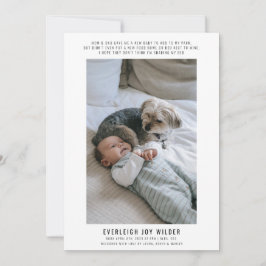 Funny Baby och Hund Photo Birth Meddelande