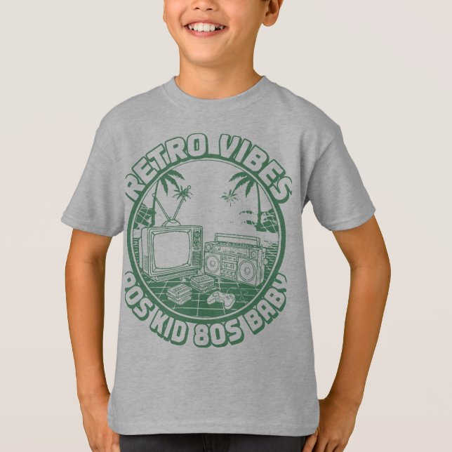 Funny Baby Shower T-Shirt for Boys – Retro Vibes K (Framsida)