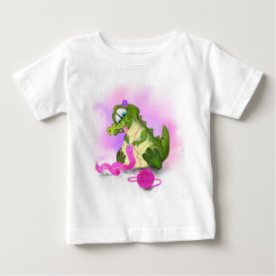 Funny Baby T-Shirt med Crokodile Sticka Rosa Scarf