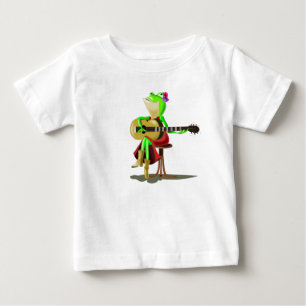 Funny Baby T-Shirt med Frog Spela Guitar