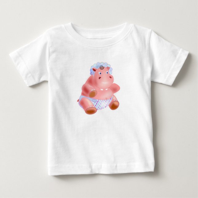 Funny Baby T-Shirt med Lycklig Baby Hippo (Framsida)