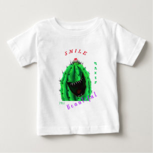 Funny Baby T-Shirt med Lycklig Cactus - Smile