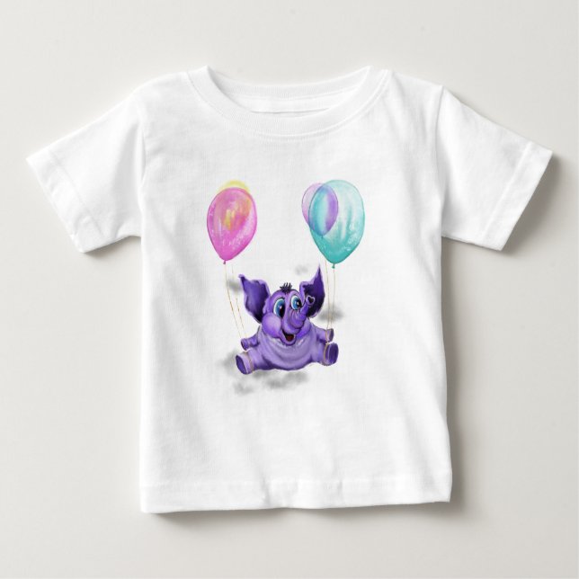 Funny Baby T-Shirt med Lycklig Elephant (Framsida)