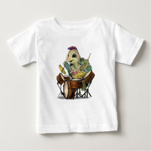 Funny Baby T-Shirt med Turtle Drummer