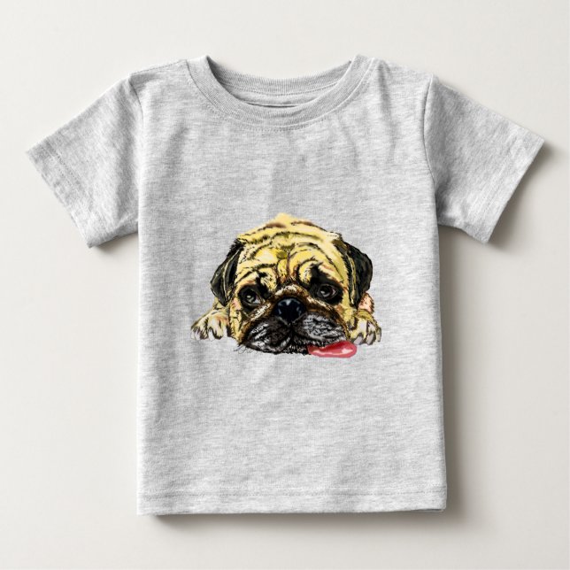 Funny Baby T-Shirt with Pug Hund (Framsida)