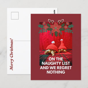 Funny Baby Turtles Best Friends Naughty List Vykort