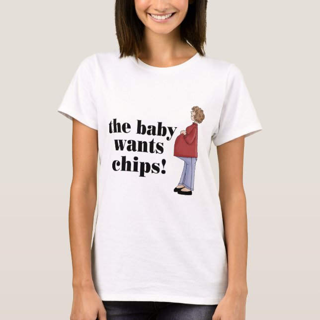Funny Baby Wants Chip Moderskap T-shirt (Framsida)